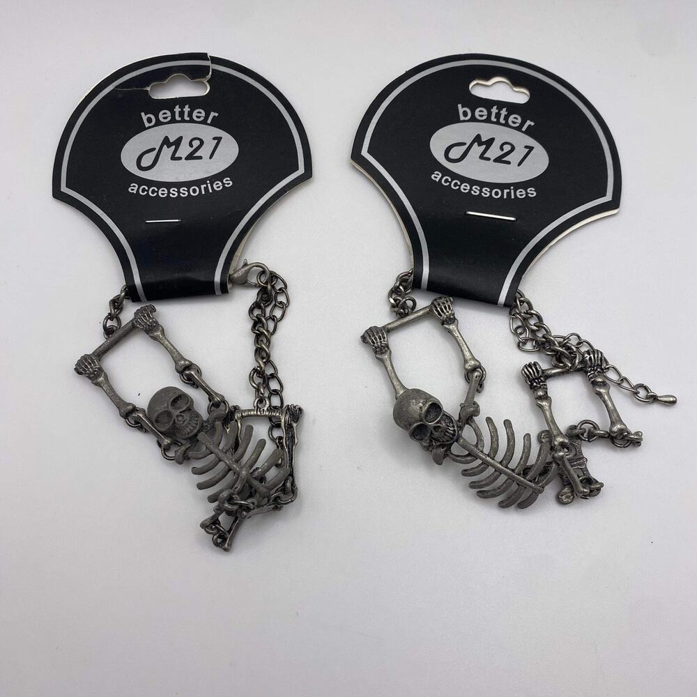 2 Skeleton‎ Bracelet Halloween Accessories Scary Jewelry Wrist Matte Finish